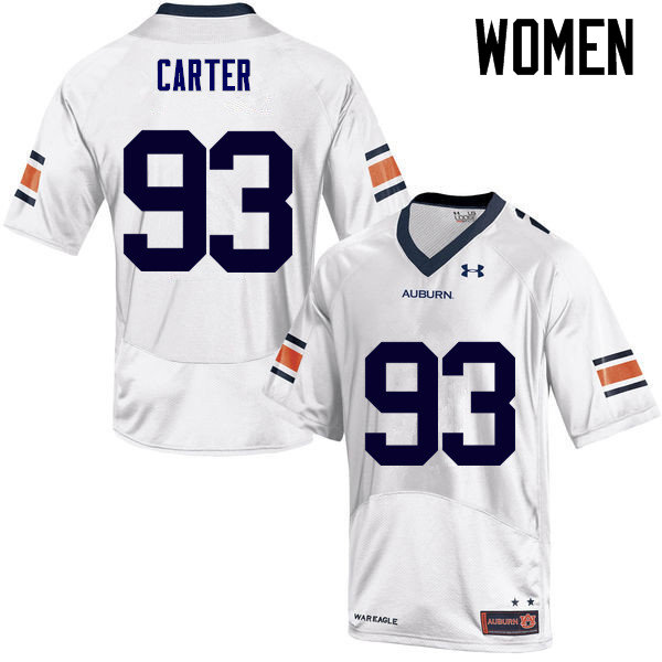 Auburn Tigers Women's Tyler Carter #93 White Under Armour Stitched College NCAA Authentic Football Jersey DTP5774VQ